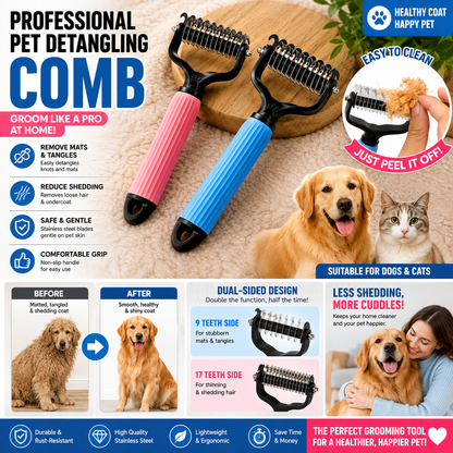 Pet Grooming Detangling Comb for Dogs & Cats