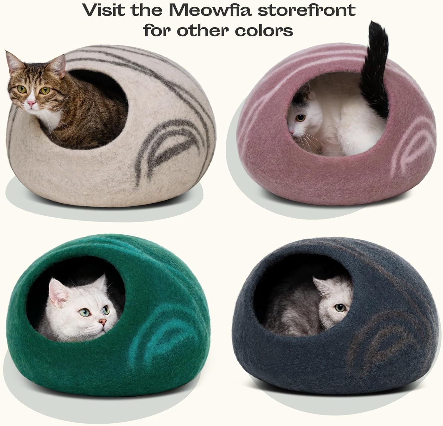 Cat Cave – Premium Felt Cat Bed for Indoor Cats, Handmade Merino Wool (Aquamarine, Medium)